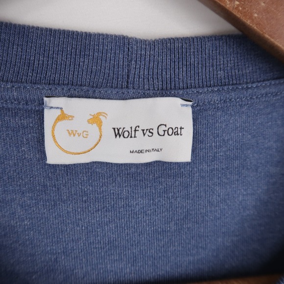 Wolf vs Goat T Shirt Mens L Blue Heather Bamboo Sorona Long Sleeve Crew Neck - Picture 6 of 7